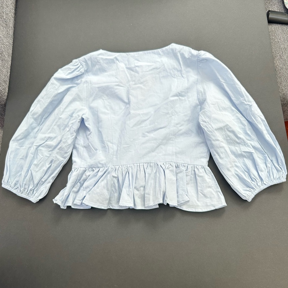 Commense Sky Blue Ruffle Top - Picture 2 of 4